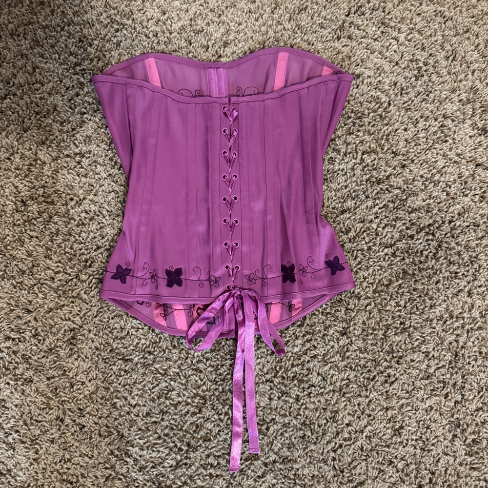 Vintage Y2K Charlotte Russe Purple Floral Corset - Picture 9 of 9